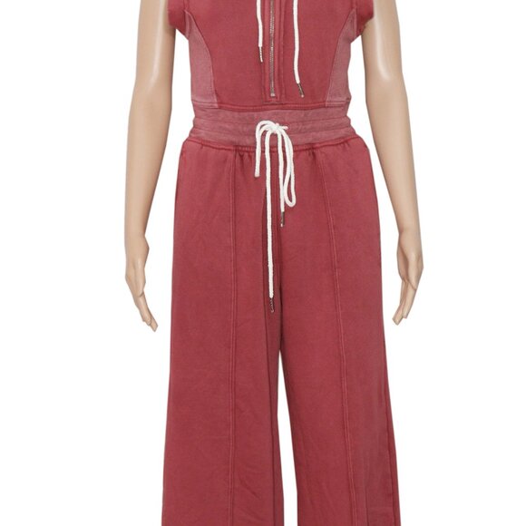 Free People FP Movement Making It Jumpsuit Sleeveless Hoodie Red S - Picture 6 of 9